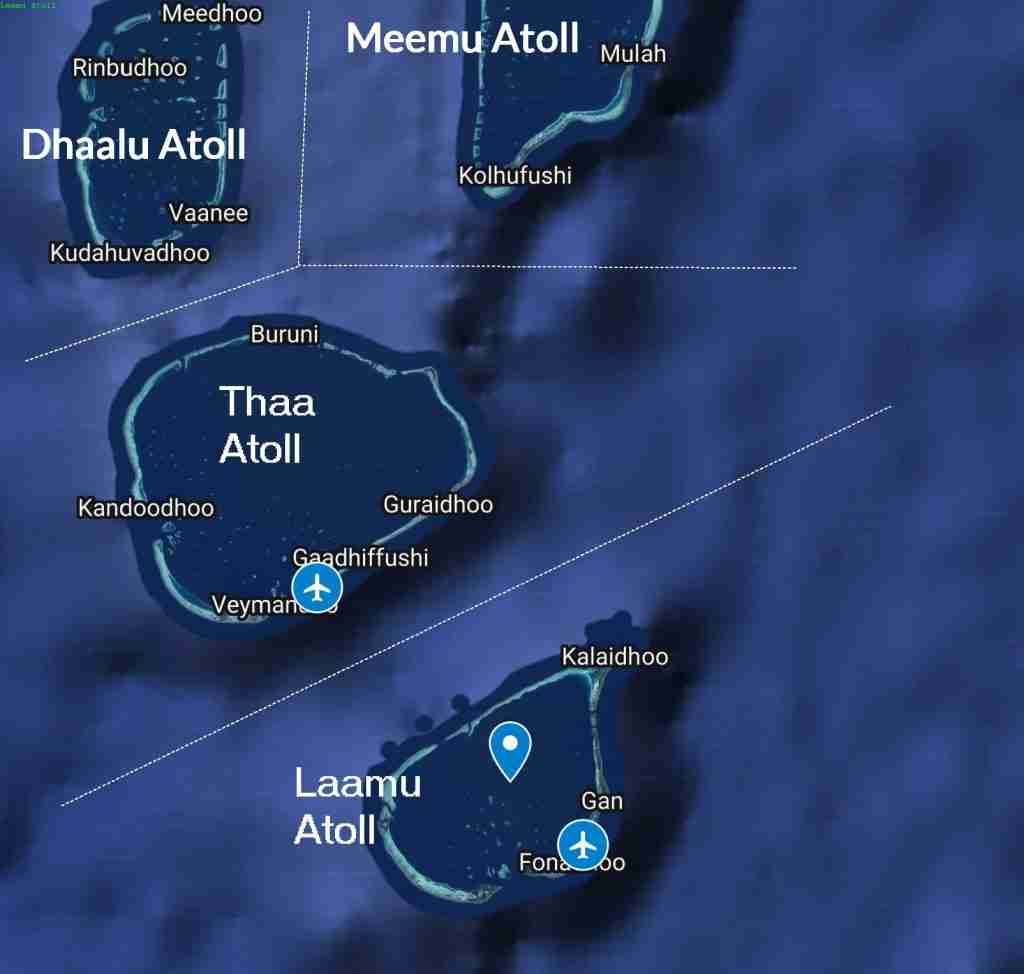Laamu Atoll (Haddhunmathi Atoll) Map